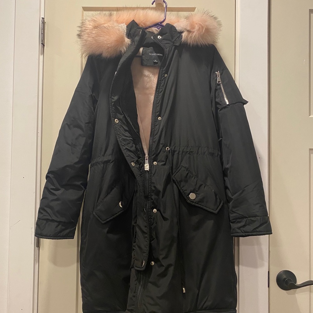 Fashion Nova Black fuzzy coat